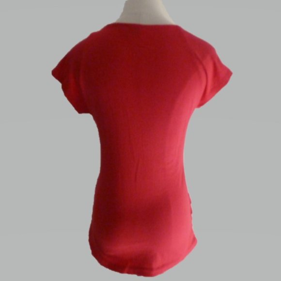 Anthropologie S Red Top with Pleated Detail - Picture 3 of 4